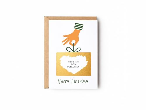 CraftyCards Rubbelkarte Geburtstag Gutschein | Personalisierte Karte mit Rubbelfeld und Wunschtext | Gutscheinkarte zum Geburtstag | Überraschungskarte