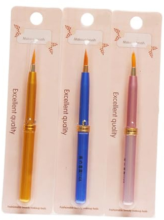 Juego de brochas de labios con fibra y material de poliuretano, 3 brochas de maquillaje, multifunción, práctico aplicador cosmético, color aleatorio para salón de belleza para mujeres