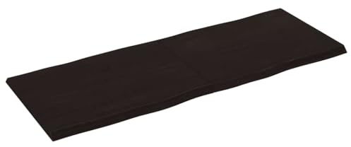 kithwjll Tischplatte Massivholz Eiche 160x60x(2-4) cm mit Baumkante Dunkelbraun, wetterfest, vielseitig als Arbeitsplatte, Küchentisch, Outdoor Bistrotisch oder Schreibtischplatte verwendbar