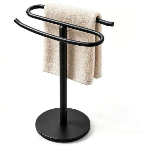 Free Standing Towel Rack, Dual Curved Bars Countertop
