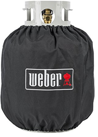 Weber 7137 Tank Cover | Weather‑Resistant Polyester, UV Inhibitors, Fits Standard Propane Tanks, Drawstring for Secure Fit, Durable, Fade-Resistant