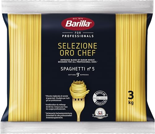 Barilla Selezione Oro Chef Spaghetti n. 5, 4er Pack (4 x 3 kg) | Der zuverlässige Partner für den hektischen Küchenalltag, immer al Dente
