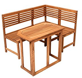Sedex Saigon Eckbank mit Tisch Gartenbank Holzbank Sitzbank Bank Gartenmöbel Parkbank Sitzgarnitur 150/100cm Eukalyptusholz