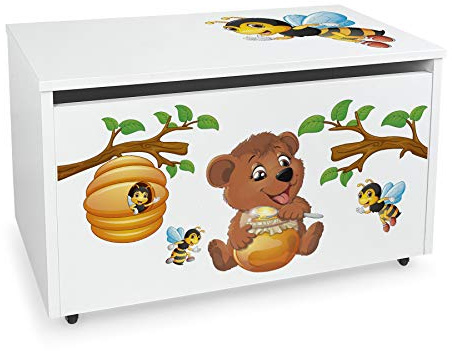 Leomark Holzspielzeugkiste auf Rädern, Spielzeugkiste aus Holz