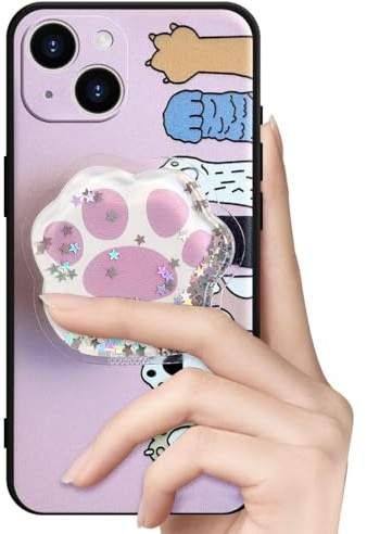 VooDirop Handyhülle für iPhone 12 Mini Silikon Gel (Katze) | Kratzfest Schutzhülle mit Glitzer Flüssig Flexible TPU Interessante Ständer Cover Case für Mädchen
