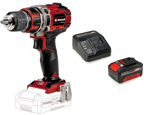 Einhell Taladro/destornillador a batería - TE-CD 18/50 Li BLPower X-Change, 18 V, máx. 50 Nm, portabrocas de 13 mm, Caja de Cambios de 2 Velocidades, incluye 1 batería de 4.0Ah y cargador individual