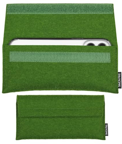 SimonPike Handyhülle passend für Samsung Galaxy S26 Ultra | S25 Ultra | S24 Ultra | S23 Ultra (Gr. S) | New York Gruen Filztasche aus Wollfilz Handy/Smartphone Tasche