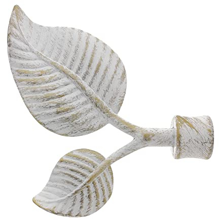 GIRASOLE HOME® Terminal doble hoja para barra de cortina de diámetro de 18-20 mm 2 piezas de aluminio (blanco y dorado)