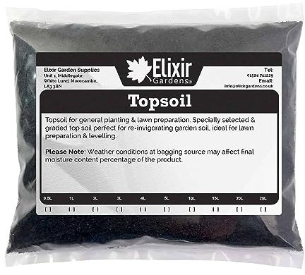 Elixir Gardens Graded Screened Topsoil | Premium Professional Multi Purpose for Lawns Seedlings Conditioning | 0.5L - 100L | 10L Bag