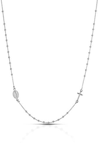 Donipreziosi Collana Rosario a Giro in Argento 925% Madonna Miracolora Rodiato Antiallergico Uomo/Donna Unisex