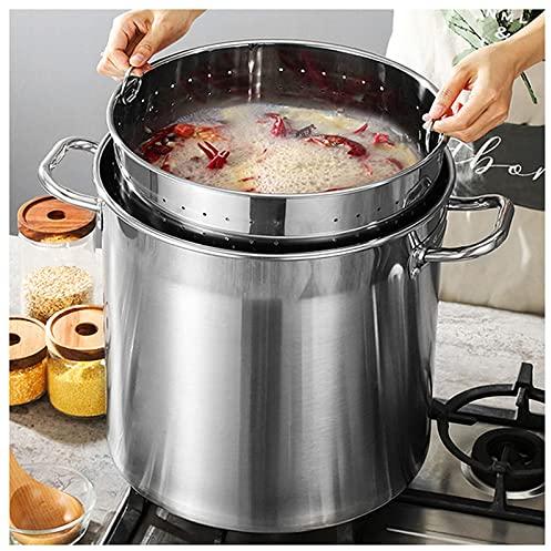 27QT/45QT/63QT Grande marmite àécrevisses et fruits de mer - marmite en acier inoxydable avec panier à tamis et couvercle - friteuse à dinde, marmite à pâtes, étuve pour la maison et l'extérieur/S