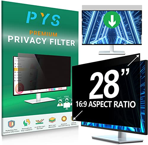 PYS 28 Bildschirm-Datenschutz für Computerbildschirm 16:9 - Einfach zu entfernender Bildschirmfilter - Blend- und Blaulichtschutz - Kratzfester Schutzfilm für Datensicherheit