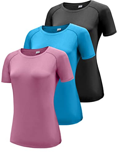 Damen 3er Pack Langarmshirt T-Shirts, UPF 50+ Sonnenschutz Schnelltrocknend Funktionsshirt Laufshirts, Atmungsaktiv Langarm Sportshirt Gym Yoga Running Top Freizeitshirt Workout Fitness Oberteil