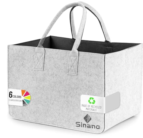 Sinand Tote Bag, Sac A Provisions Avec Poignée, Sac De Rangement En Feutre Robuste/Bien Fait/Pliable Pour Les Sorties En Plein Air, Les Pique Niques, La Conduite, Les Achats