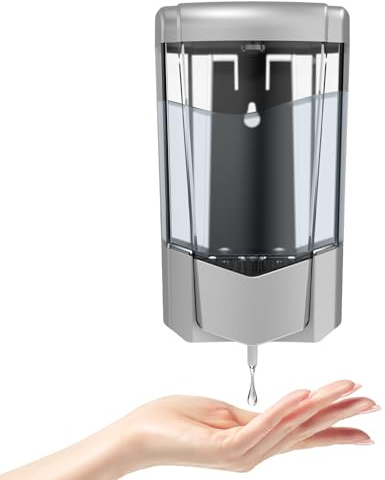 PLUSSEN Seifenspender Ohne Bohren 600ml Wandbefestigung Einzelkopf Manueller Seifenspender Bad Duschgel Flüssiges Shampoo Spenderhalter Entworfen mit Klaren Fenster (9306-Silber)