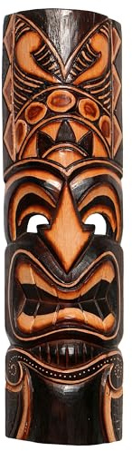 Wogeka - 50 cm TIKI Maori Wand-Maske - im Neuseeland Style aus Holz als Geschenk-Idee zur Dekoration - Handarbeit Schnitzerei von Bali Maske 21