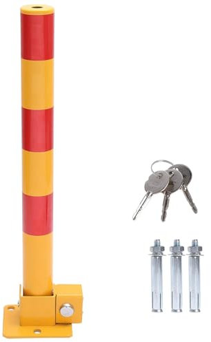 BBAUER Bloqueador de estacionamiento Impermeable Duradero, Poste de Barrera de estacionamiento Plegable con Cerradura Amarillo y Rojo de Alta Visibilidad,Blocker-60cm