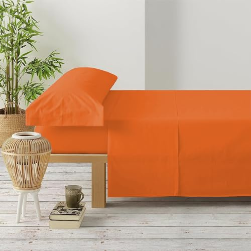 GREATOYAR Juego de Sábanas, Set de Sabanas con 4 Piezas, 1 Sábana Bajera, 1 Sábana Encimera y 2 Fundas de Almohadas Larga, 4 Piezas, 100% Poliéster, Cama 180x190cm, para Cama 180x200cm, Naranja
