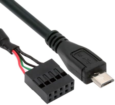 CY Câble USB 2.0 9/10 Broches vers Micro USB 5 Broches 50 cm pour Carte Mère, Mini Moniteur, Capteur de Caméra
