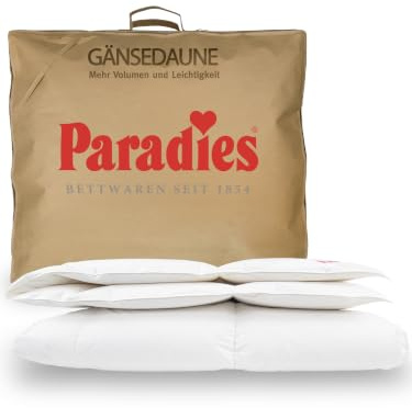 PARADIES Daunendecke 135x200 cm - Gabi 90 leichte Sommerdecke 135x200 cm | 90% Gänsedaunen + 10% Gänsefedern, Füllgewicht: 156g, leichte Bettdecke 135x200 Daunen, Made in Germany