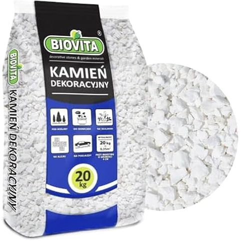 BIOVITA Gravier décoratif en grès blanc pour aménagement paysager, 20 kg