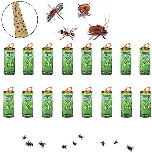 LYPER 16Stück Fliegenfallen für drinnen im Freien, Fliegenfänger, Premium Fliegenvernichter Gegen Fruchtfliegen Fliegen Mücken und Motten, Fliegenfalle Klebestreifen Fliegenfalle Innenbereich-16