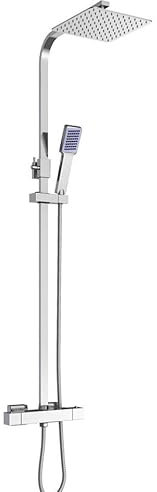 Duschsystem, Brausegarnitur mit thermostatischer Regenbrause, Duschsäule aus Edelstahl 304, wandmontierte Wannenbatterie mit Handbrause. (30 * 30cm)