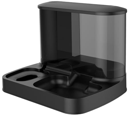 JISADER Distributore di cibo per gatti e cani, mangiatoia automatica 2 in 1, cibo e acqua, 1 + 2.8 litri, nero