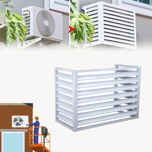 Pxkmouy 1.5P Cache Climatiseur Exterieur Aluminium, Clôture De Confidentialité Extérieur, Écran De Clôture Climatiseur, Elle protège l'unité extérieure de la pluie et de la grêle grille de protection