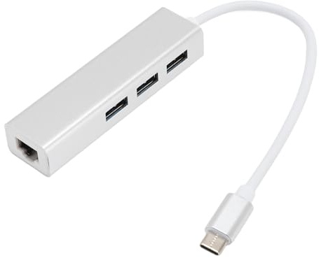 USB to Ethernet Adapter 1000Mbps Type C to USB 3.0 Hub with 3 USB Ports and RJ45 Gigabit Network Adapter for WINDOWS XP 7 8 10 Linux macOS – Aluminum Alloy