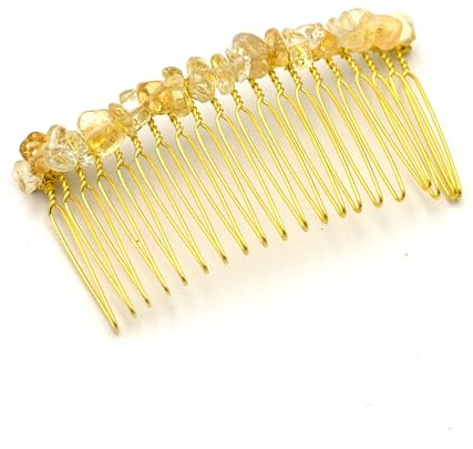 Goldener Haarkamm mit Naturstein – Elegantes Haaraccessoire für Damen, Dekorativer Kamm in Goldoptik, Stilvoller Haarschmuck für Alltag, Events, Hochzeit und besondere Anlässe – Ideal als Geschenkidee