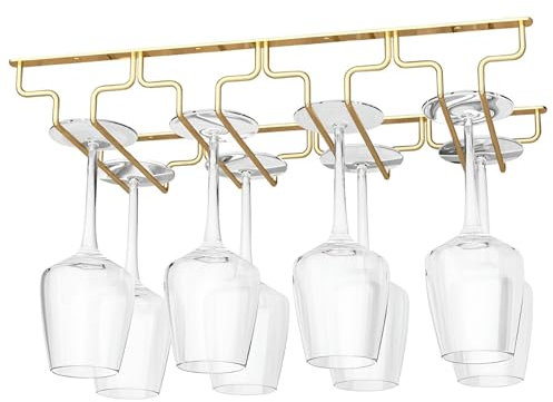 Weingläser Regal Unter Schrank Stielgläser Rack (4 Reihen), Weinglas Aufhänger Rack, Weinglas Halter Storage Hanger, für Schrank Küche Bar(46x22.5cm)