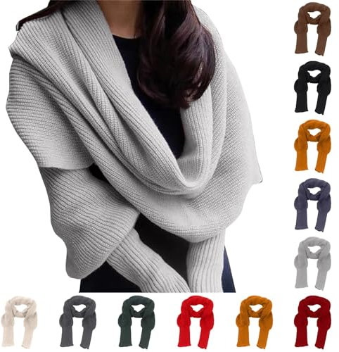Exklusive Prime-Rabatte HUIFUAO Damenschal mit Ärmeln, Schal für Damen, Winter, warm, gestrickt, leicht, Damenschals & Wraps, übergroßer schwarzer Schal für Damen Blitzangebote
