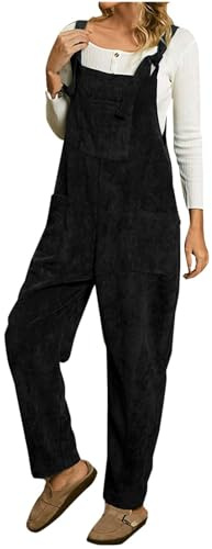 Dungarees for Women UK Corduroy Bib Jumpsuits Trousers with Multi Pockets Sleeveless Plain Overalls Pants Fall Winter Baggy Playsuit Lightweight Warm Onesie Rompers Sports Casual Wear