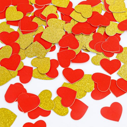 KOBOKO Herz Konfetti Hochzeit, 100 Stück Herzkonfetti Groß, Herzen Konfetti, Glitzer Konfetti Geburtstag Tischdeko, Herz Deko Confetti für Hochzeit,Valentinstag,Verlobung,Heiratsantrag (Rot)
