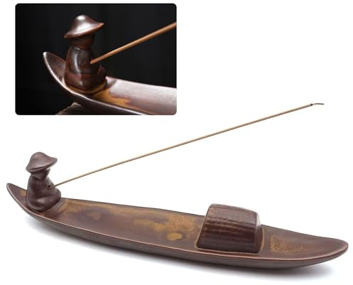 YALiya Porte-Encens Céramique, Support à Encens en Forme de Bateau, Porte Encens en Feuille pour Baton Encens, pour la Décoration Intérieure, l'aromathérapie, la méditation, Le Yoga, Le Spa, etc
