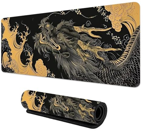 Chinesischer Drache Mauspad Tastatur Mousepad XXL Große Mausmatten Spiel Gaming Zubehör Büro Computer PC Gamer Laptop Schreibtischunterlage(Dragon-2,400x800x3mm)