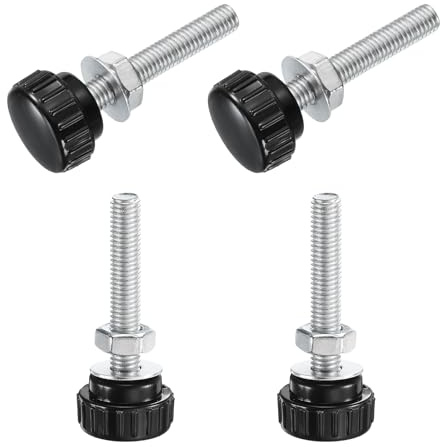 QUARKZMAN 4 Stück Rändelschraube mit Gewinde M8 x 50mm Rundkopfschraube mit Muttern Unterlegscheiben, Flügelschrauben Verzinkter Kohlenstoffstahl Klemmhebel 25mm Klemmknöpfe für Maschine