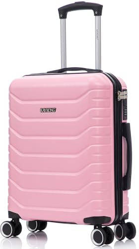 RAYKONG Maleta de Cabina 55x40x20cm Policarbonato (40L) semirígida Trolley pequeño Equipaje de Mano 4 Ruedas giratorios a 360º Cierre numérico (RosaClaro)