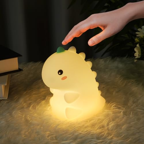 Ainiv LED Nachtlicht Baby, Dinosaurier Silikon Nachtlicht USB-Aufladung | Nachttischlampe Babyzimmer, Silikon Kinderzimmer Lampe, Dino Stilllicht Dimmbar