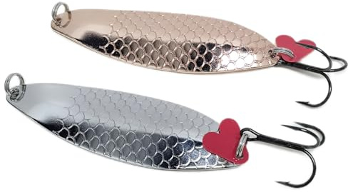 Cucchiaio da pesca in rame argento esca spinner in ottone spinner, salmone, trota, luccio, merluzzo, spigola, pesca in mare d'acqua dolce, sgombri, barca fiume, lucido, lungo casting, grande amo