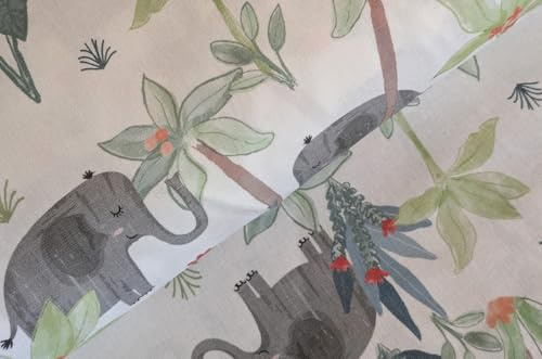 Baumwollstoff Meterware bedruckt - Webware Baumwolldrucke Blumen - Baumwolle bedruckt Dekostoffe Kinder - ÖkoTex babytauglich *ab 50cm, Farbe: 018 Elefant