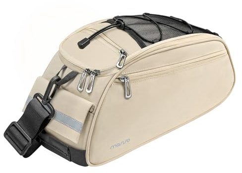 MOSISO Fahrradtasche Gepäckträgertasche, Wasserdichter Fahrrad Koffer Rücksitztasche Radfahren Fahrradträger Rücksitz Gepäckaufbewahrung Sattel Tasche mit Tragegriff und Schultergurt, Beige