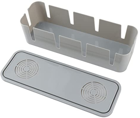SEWACC Power Cord Storage Box Grey Cable Box Organizer for Plug Socket Safety Use Laptop Charger and Tech Tidy
