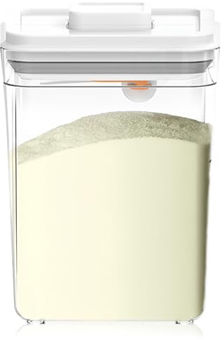 Contenitore per latte in polvere, 2300 ml, dispenser per latte in polvere, interruttore a pressione, contenitore sigillato, senza BPA, impilabile con cucchiaio magnetico, contenitore in polvere