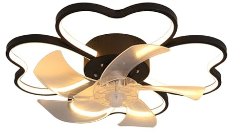 Ceiling Fans with Lights, 20inch Modern LED Dimmable Ceiling Light with Fan and Remote Control, Quiet, Creative 4 Lights Design, Ceiling Fan for Bedroom, Kitchen, Dining Room (Black)
