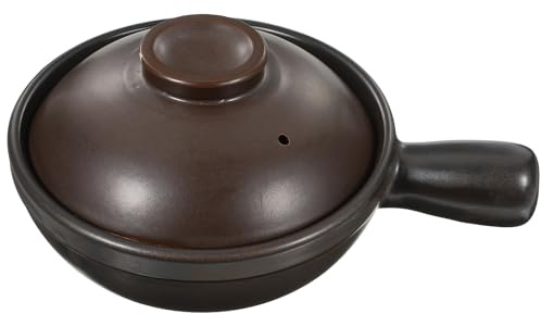 CONGARTENO Cazuela de Barro con Tapa y Asa Resistente Altas Temperaturas para Sopa Arroz y Cocina Tradicional Hogar