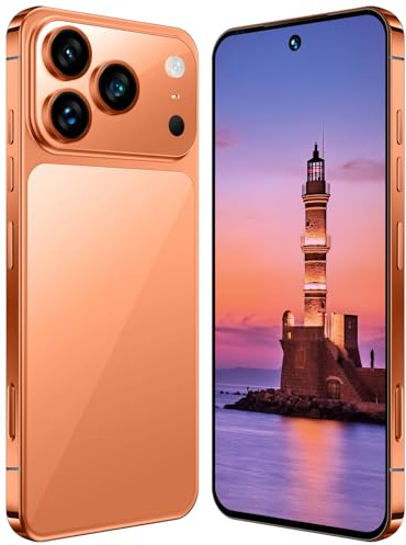 COTSRGT Smartphone I17 Pro Max 5G, Android 15.0, Écran 7,3 Pouces, 16 Go RAM, 1 to ROM, 8 000 MAh, 78 Mpx Et 108 Mpx, Double SIM, Débloqué Gratuitement,Orange-7.3 inch
