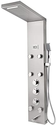 Nichel spazzolato display digitale pannello doccia colonna doccia a pioggia cascata getti idromassaggio vasca da bagno miscelatore rubinetto nero dorato(Nickel Brush Shower)