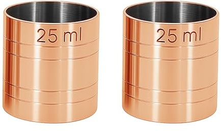 Chabrias Ltd 2 Pack 25ml Premium Stainless Steel Copper Thimble Measure Barware Professional Spirit Measuring Cups, Home Bars, Cocktail Stations & Bartenders, Government Stamped